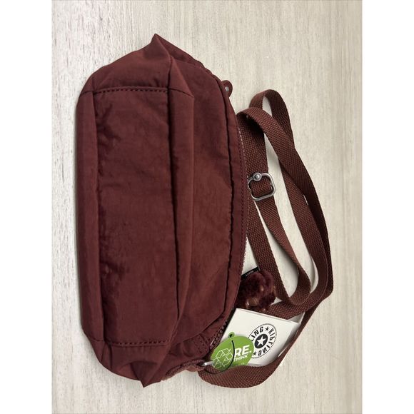 Kipling IKER Dark Plum Tonal Crossbody Purse Bag With Monkey Key Chain NWT - Picture 9 of 9